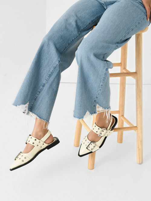 GANNI Women's Chunky Buckle Ballerina Flat