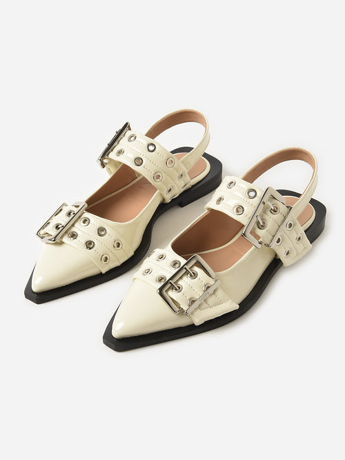 GANNI Women's Chunky Buckle Ballerina Flat