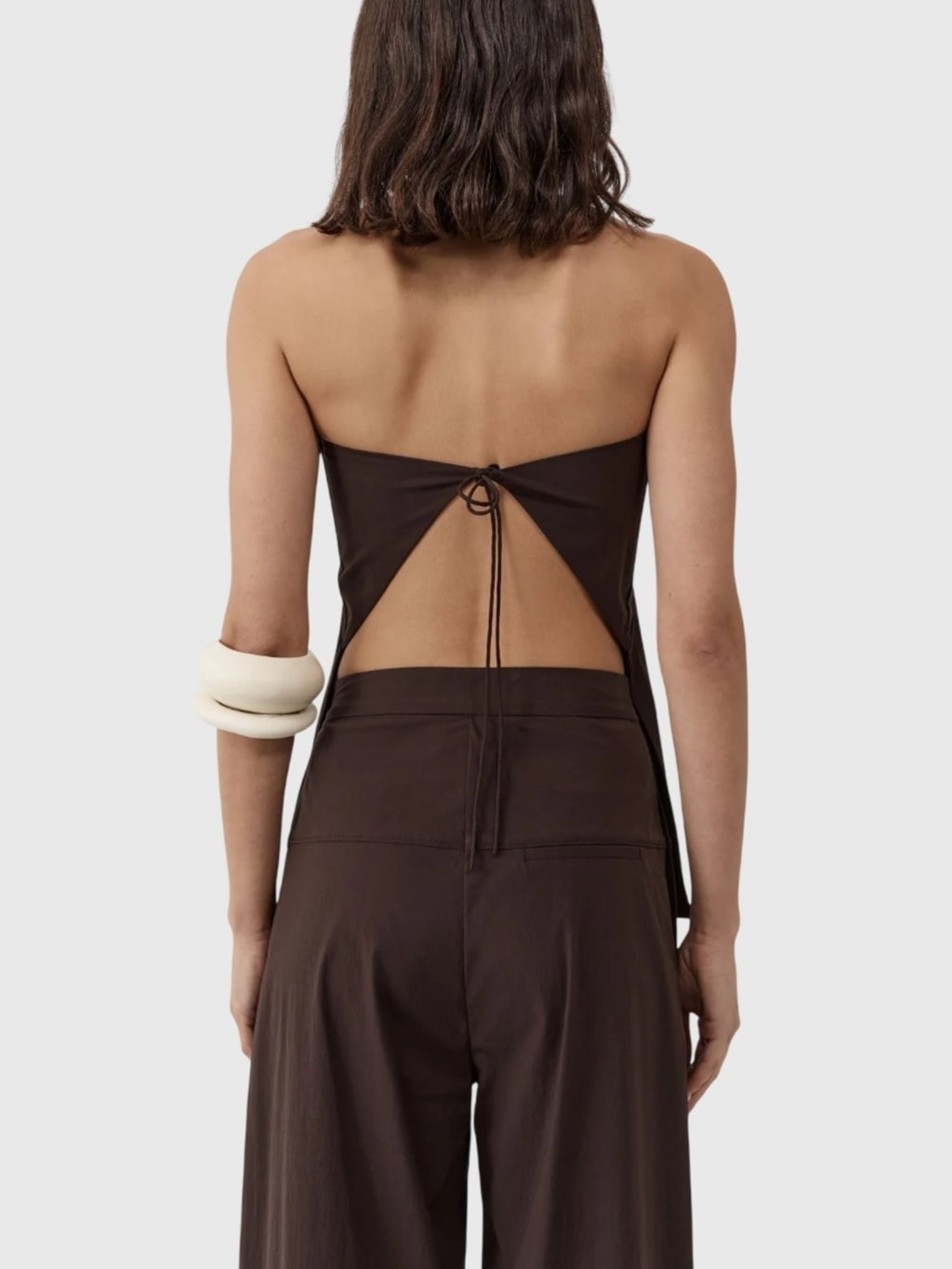 St. Agni Women's Strapless Rouleau Tie Top - Saint Bernard