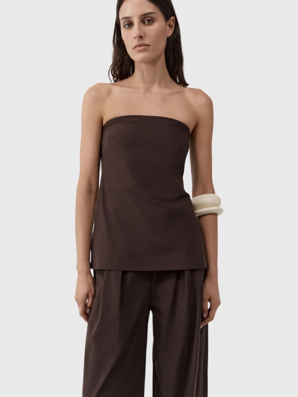 St. Agni Women's Strapless Rouleau Tie Top - Saint Bernard