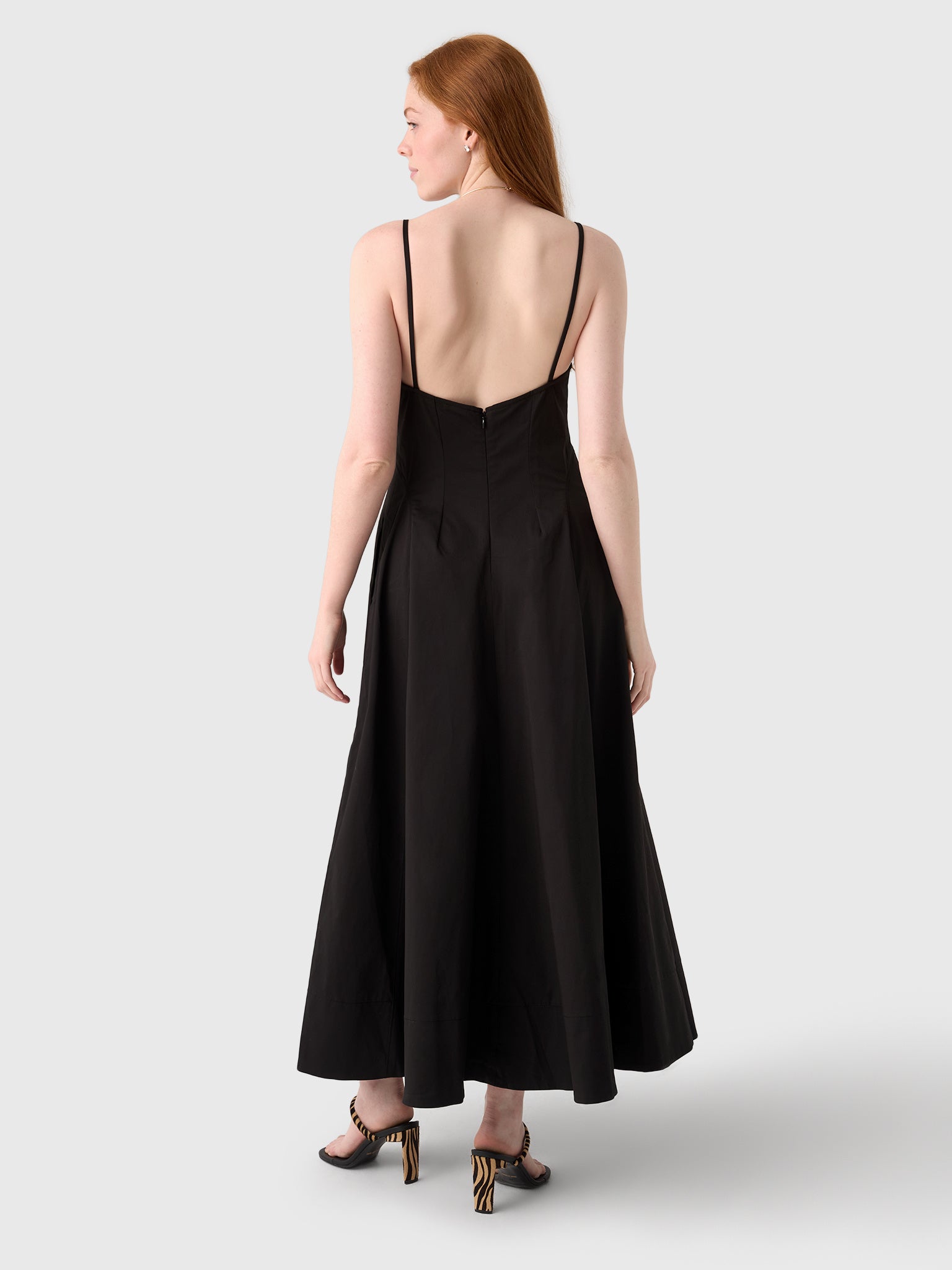 St. Agni Women's Structured Cotton Dress, Black, Cotton/Elastane | Size: Large
