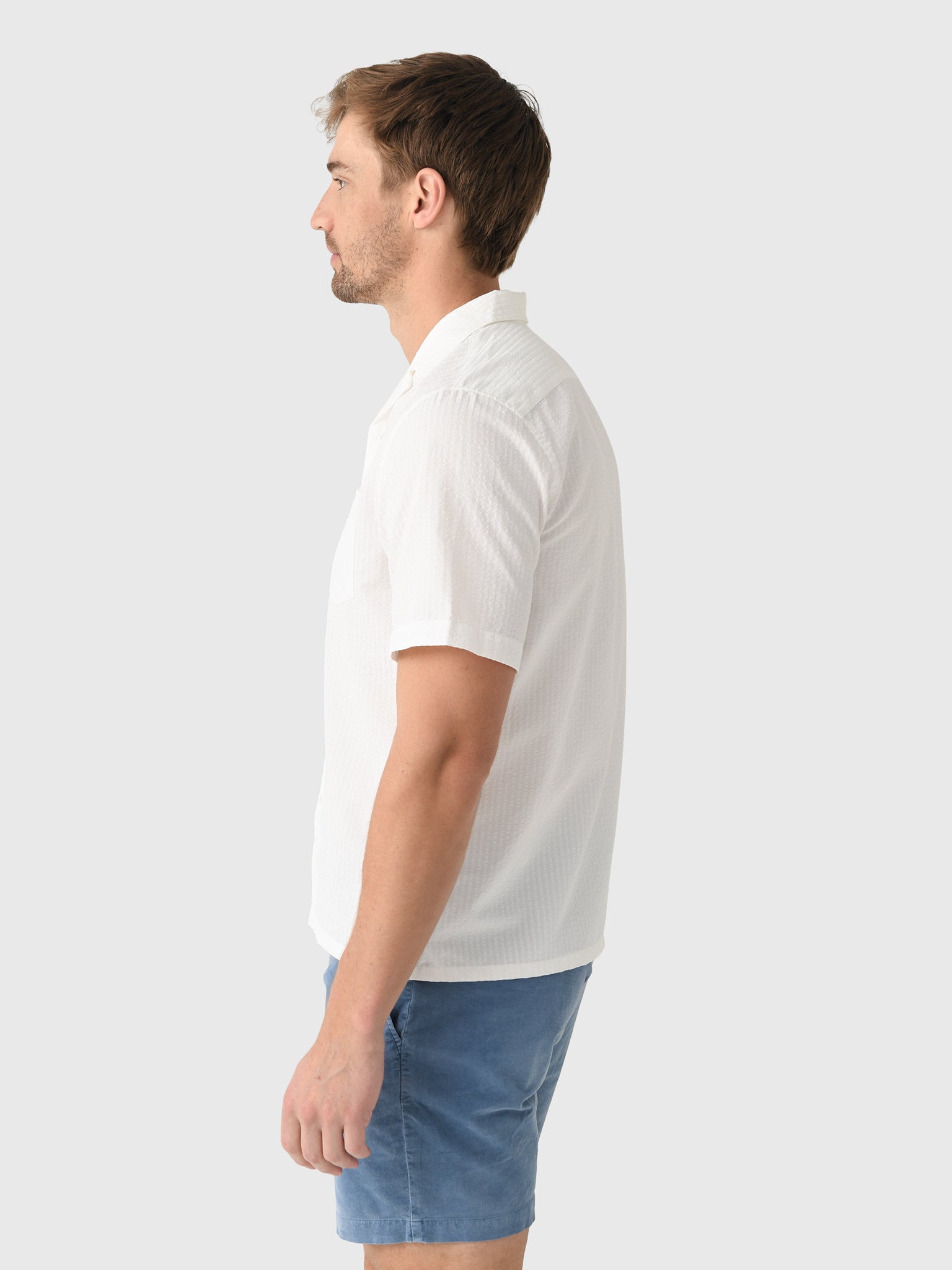 East Cape Men's Short Sleeve Seersucker Camp Shirt - Saint Bernard