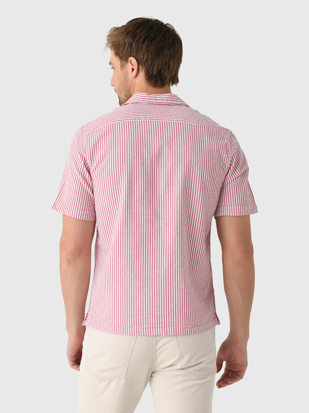 East Cape Men's Short Sleeve Seersucker Camp Shirt - Saint Bernard