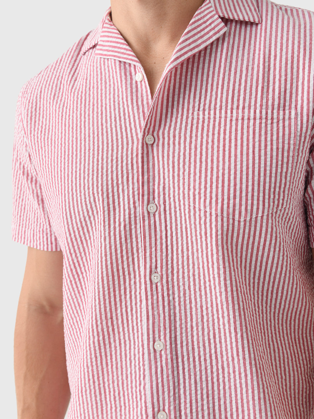 East Cape Men's Short Sleeve Seersucker Camp Shirt - Saint Bernard