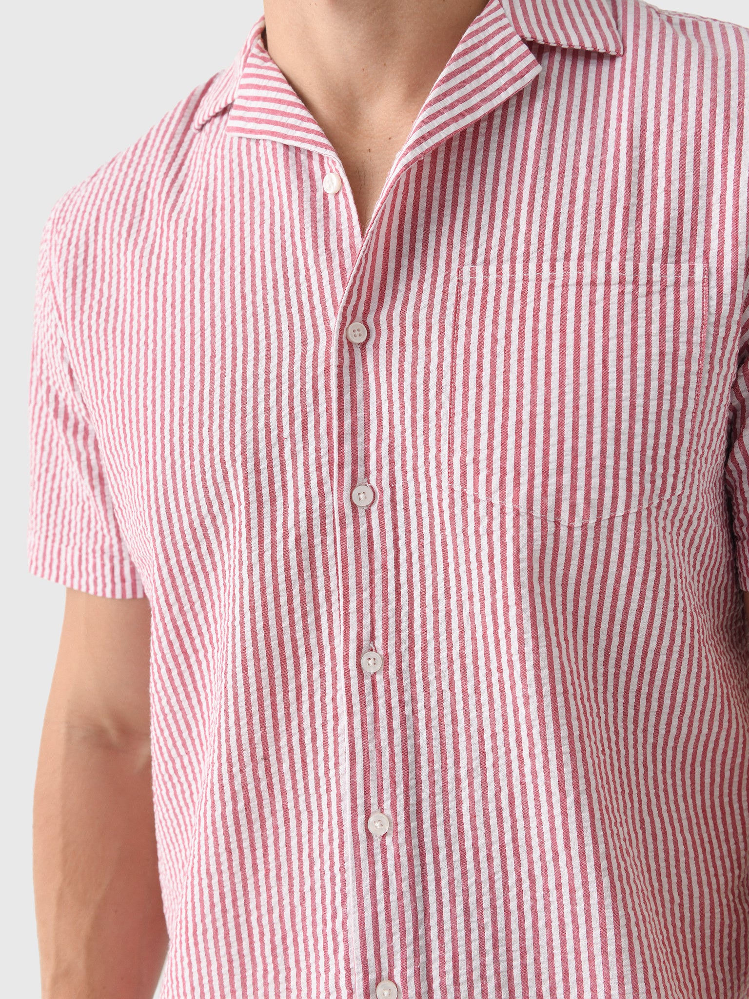 East Cape Men's Short Sleeve Seersucker Camp Shirt - Saint Bernard