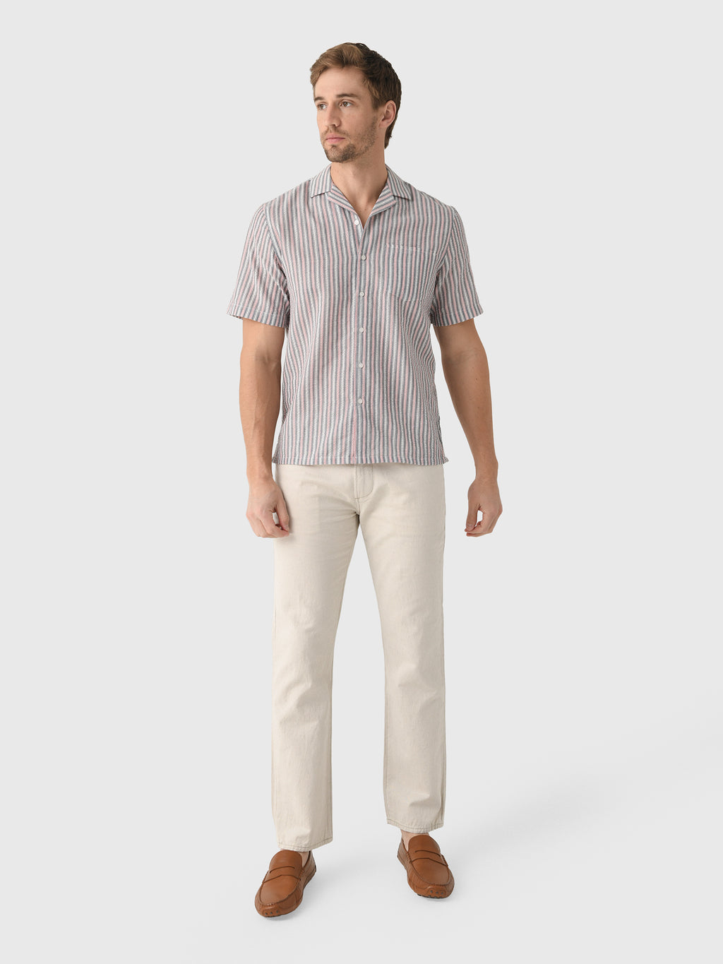 East Cape Men's Short Sleeve Seersucker Camp Shirt - Saint Bernard