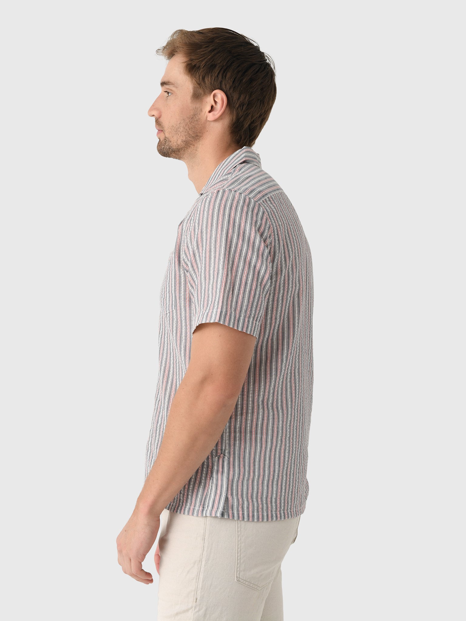 East Cape Men's Short Sleeve Seersucker Camp Shirt - Saint Bernard