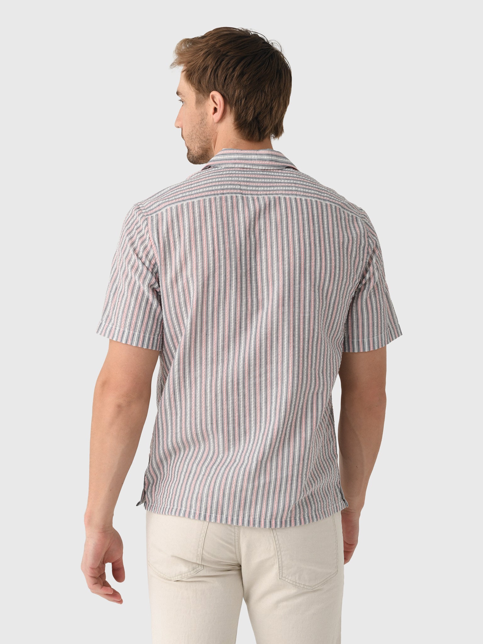 East Cape Men's Short Sleeve Seersucker Camp Shirt - Saint Bernard