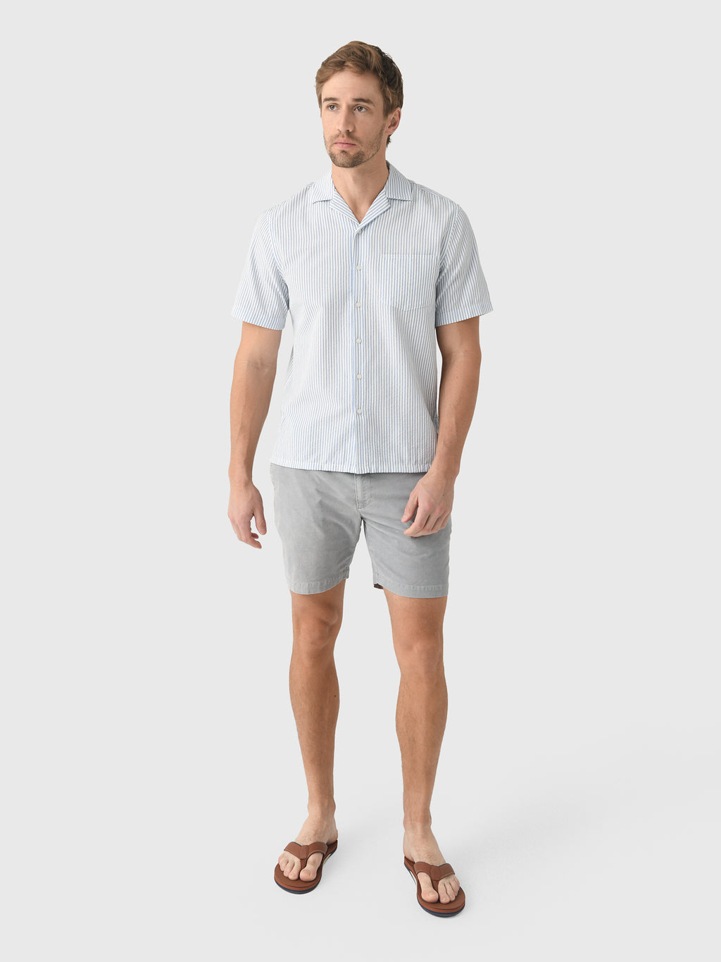 East Cape Men's Short Sleeve Seersucker Camp Shirt - Saint Bernard