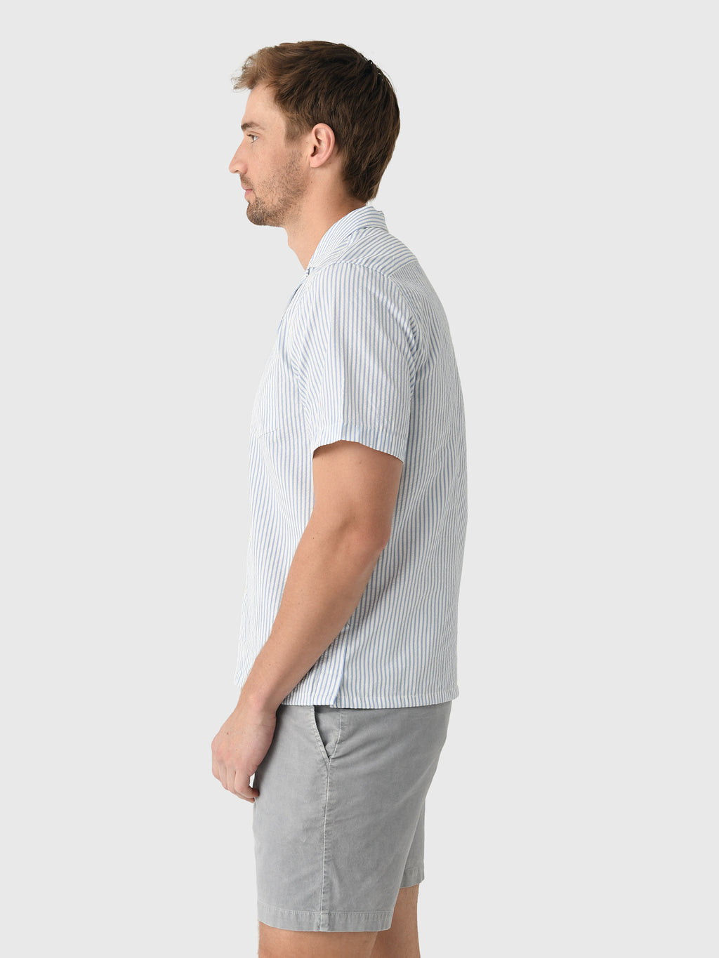 East Cape Men's Short Sleeve Seersucker Camp Shirt - Saint Bernard
