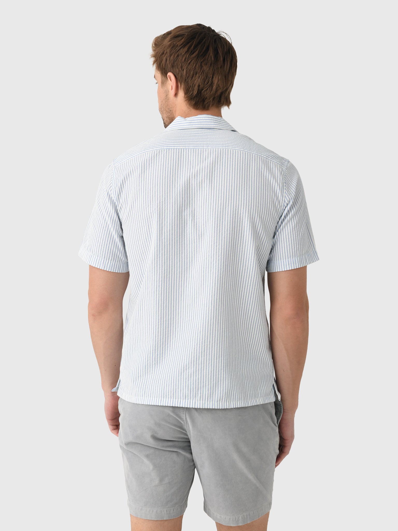 East Cape Men's Short Sleeve Seersucker Camp Shirt - Saint Bernard
