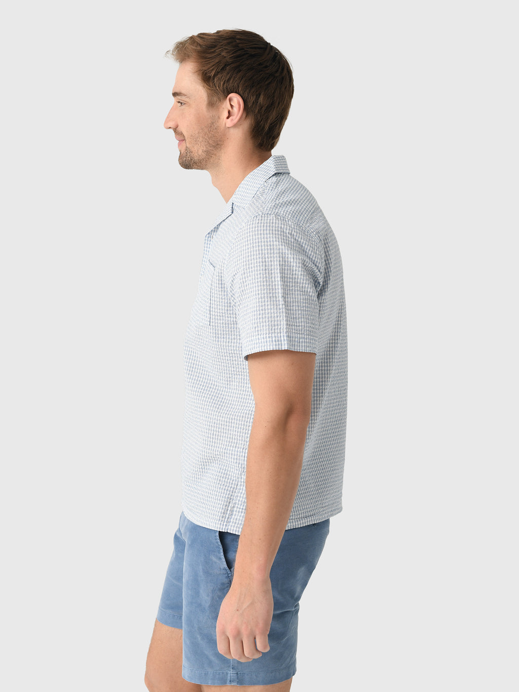 East Cape Men's Short Sleeve Seersucker Camp Shirt - Saint Bernard
