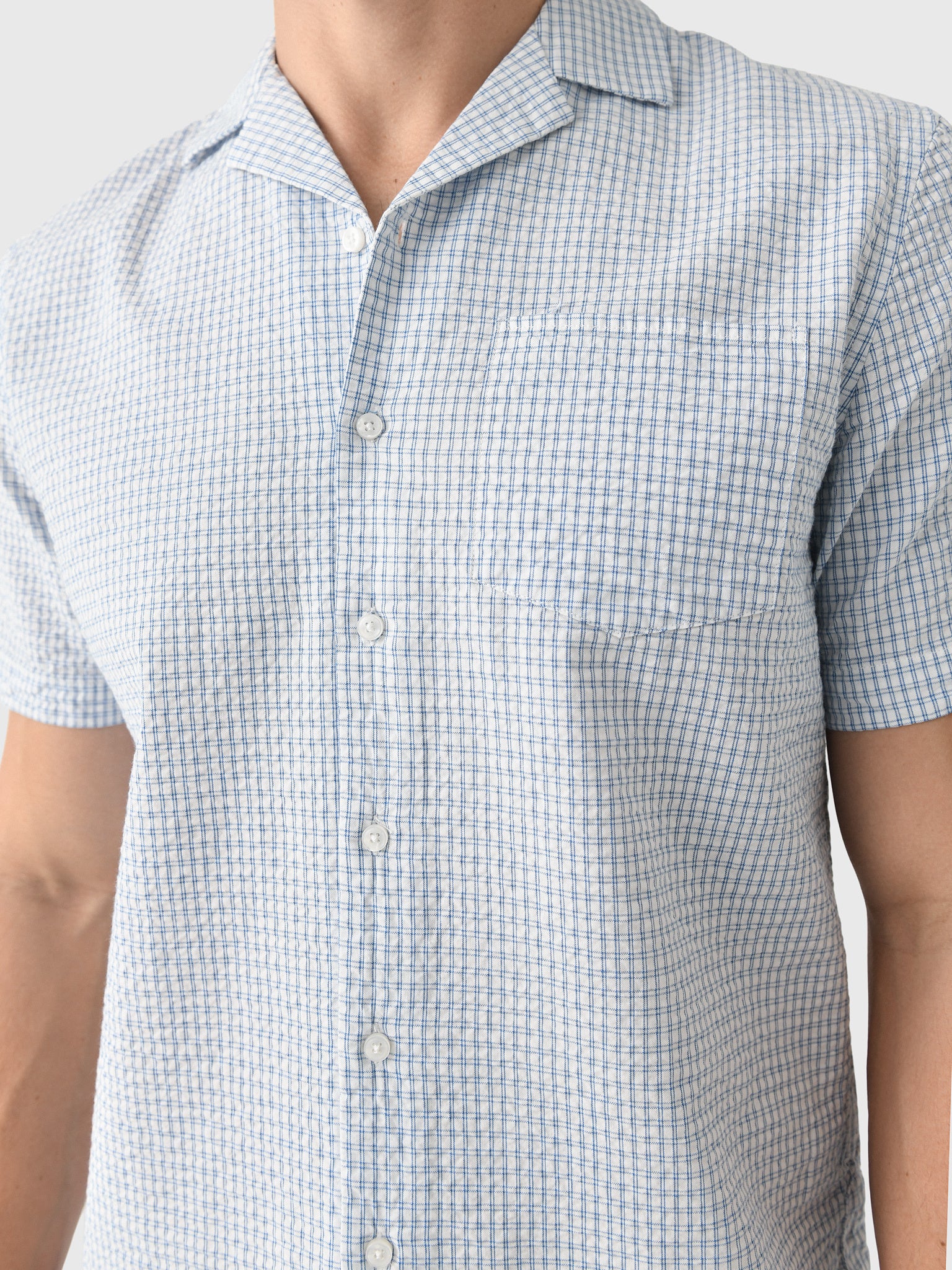 East Cape Men's Short Sleeve Seersucker Camp Shirt - Saint Bernard