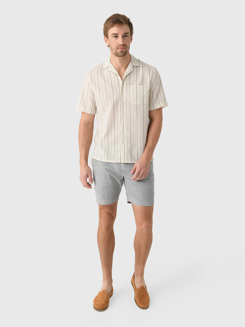 East Cape Men's Short Sleeve Seersucker Camp Shirt - Saint Bernard