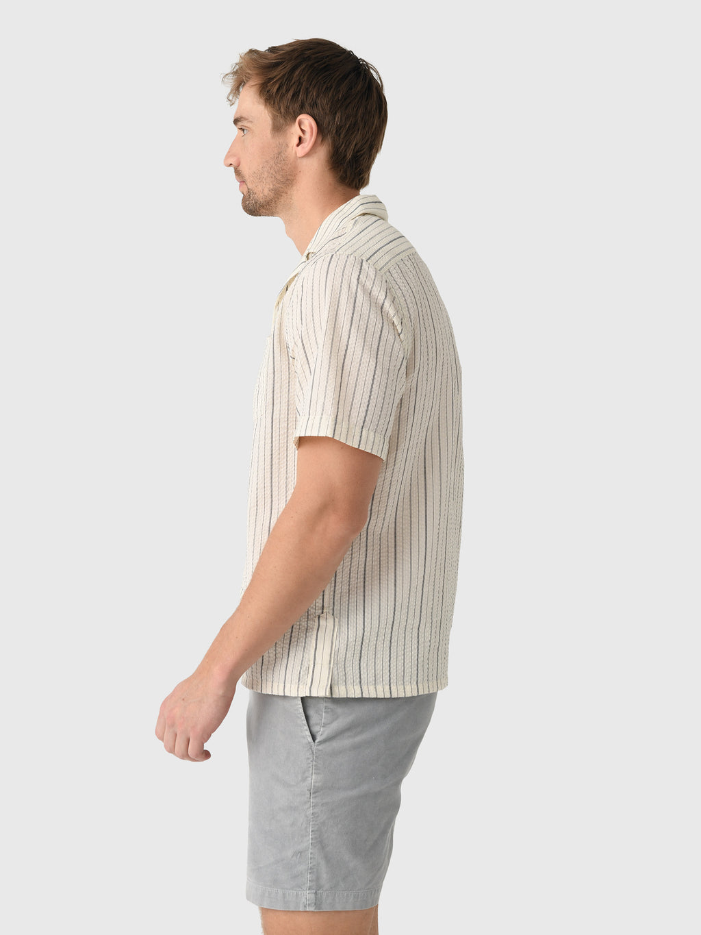 East Cape Men's Short Sleeve Seersucker Camp Shirt - Saint Bernard