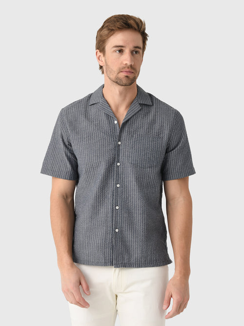 East Cape Men's Short Sleeve Seersucker Camp Shirt