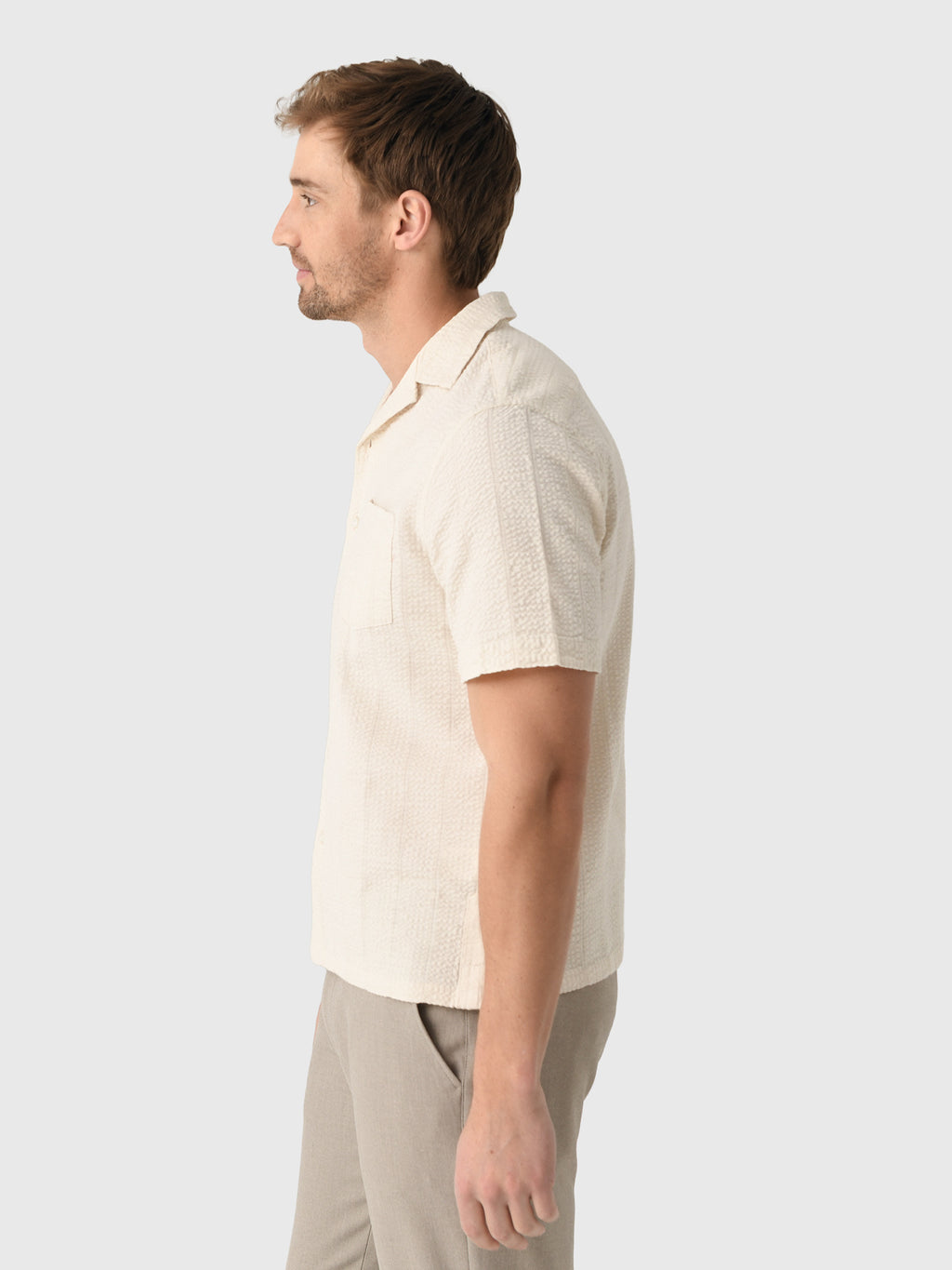 East Cape Men's Short Sleeve Seersucker Camp Shirt - Saint Bernard