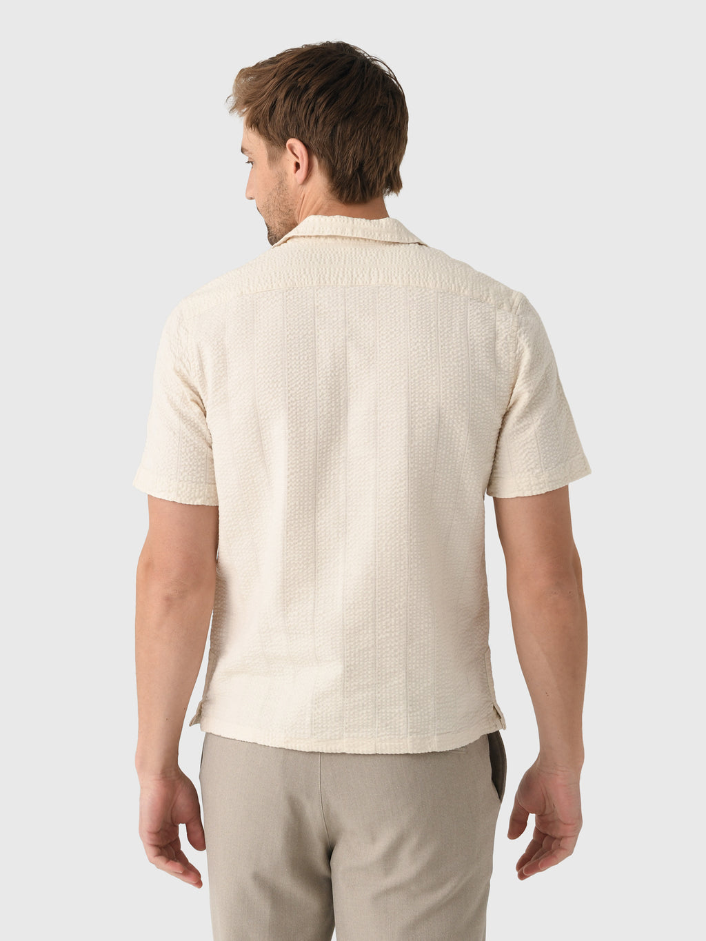 East Cape Men's Short Sleeve Seersucker Camp Shirt - Saint Bernard
