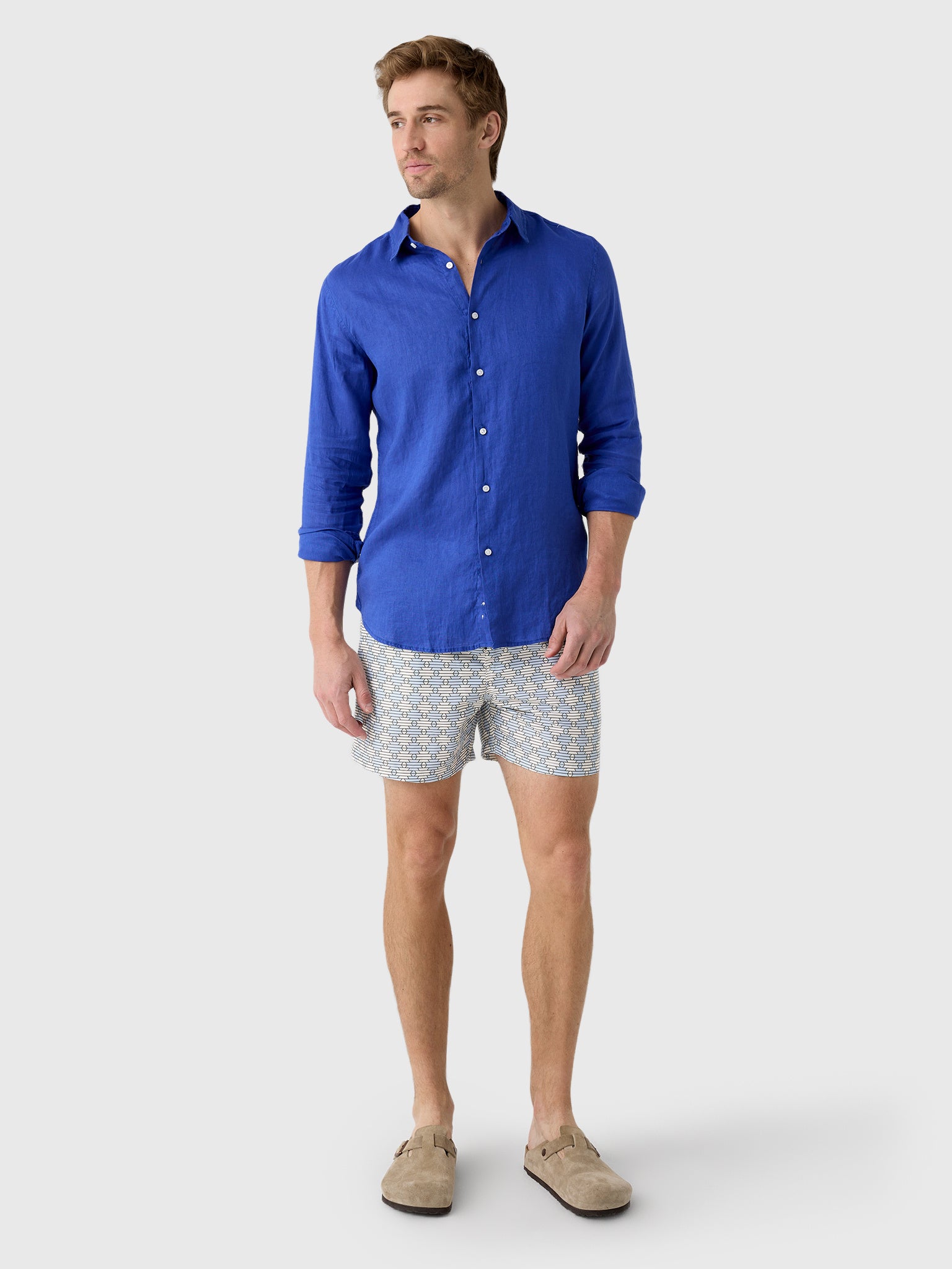 Nicoló Men's Long Sleeve Linen Shirt - Saint Bernard