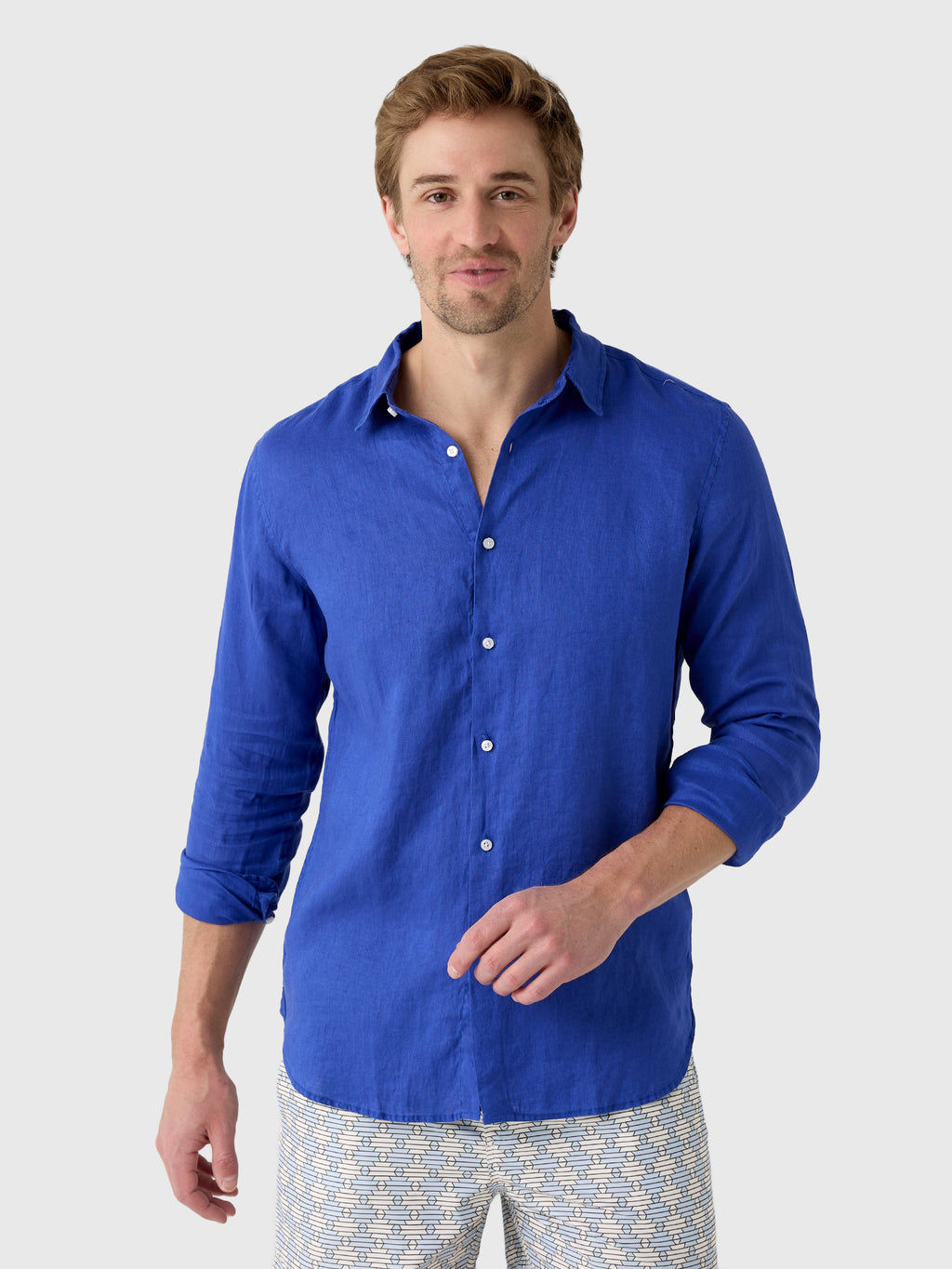 Nicoló Men's Long Sleeve Linen Shirt - Saint Bernard