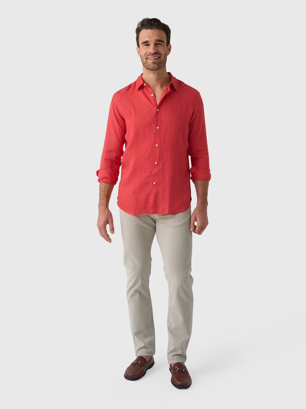Nicoló Men's Long Sleeve Linen Shirt - Saint Bernard