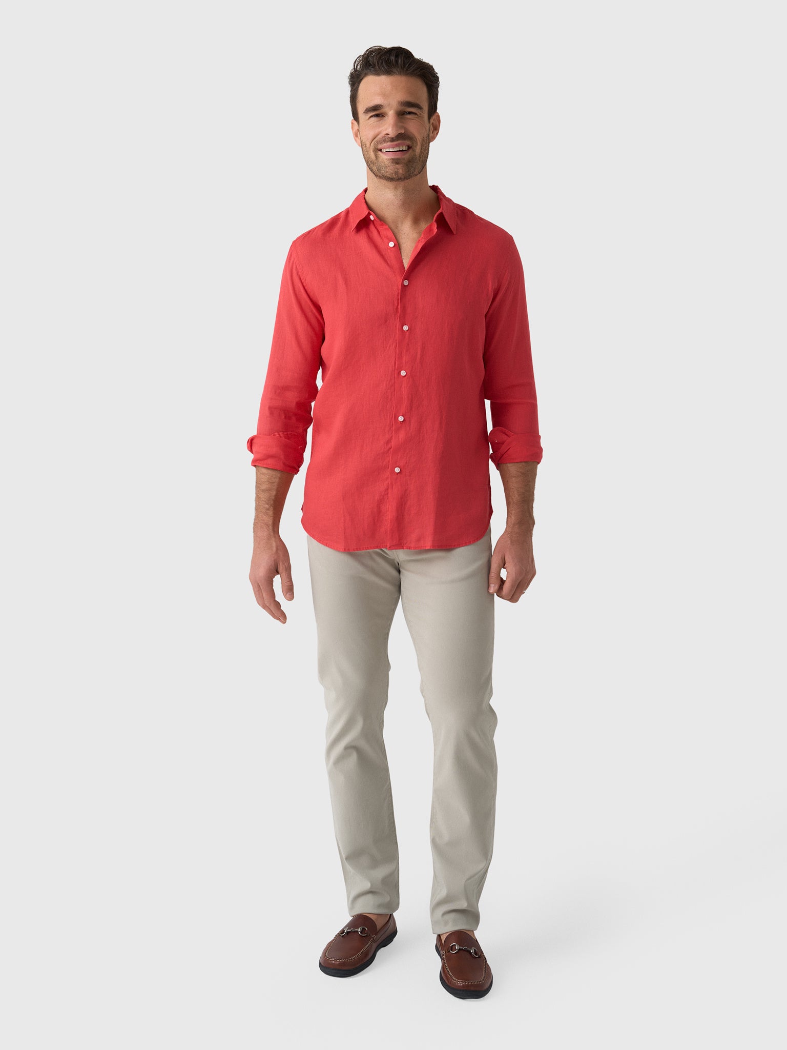 Nicoló Men's Long Sleeve Linen Shirt - Saint Bernard