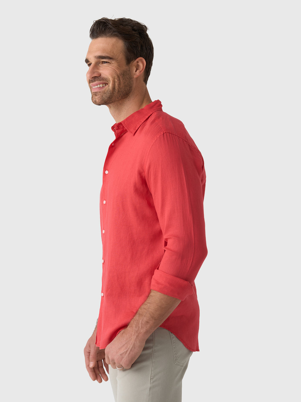 Nicoló Men's Long Sleeve Linen Shirt - Saint Bernard