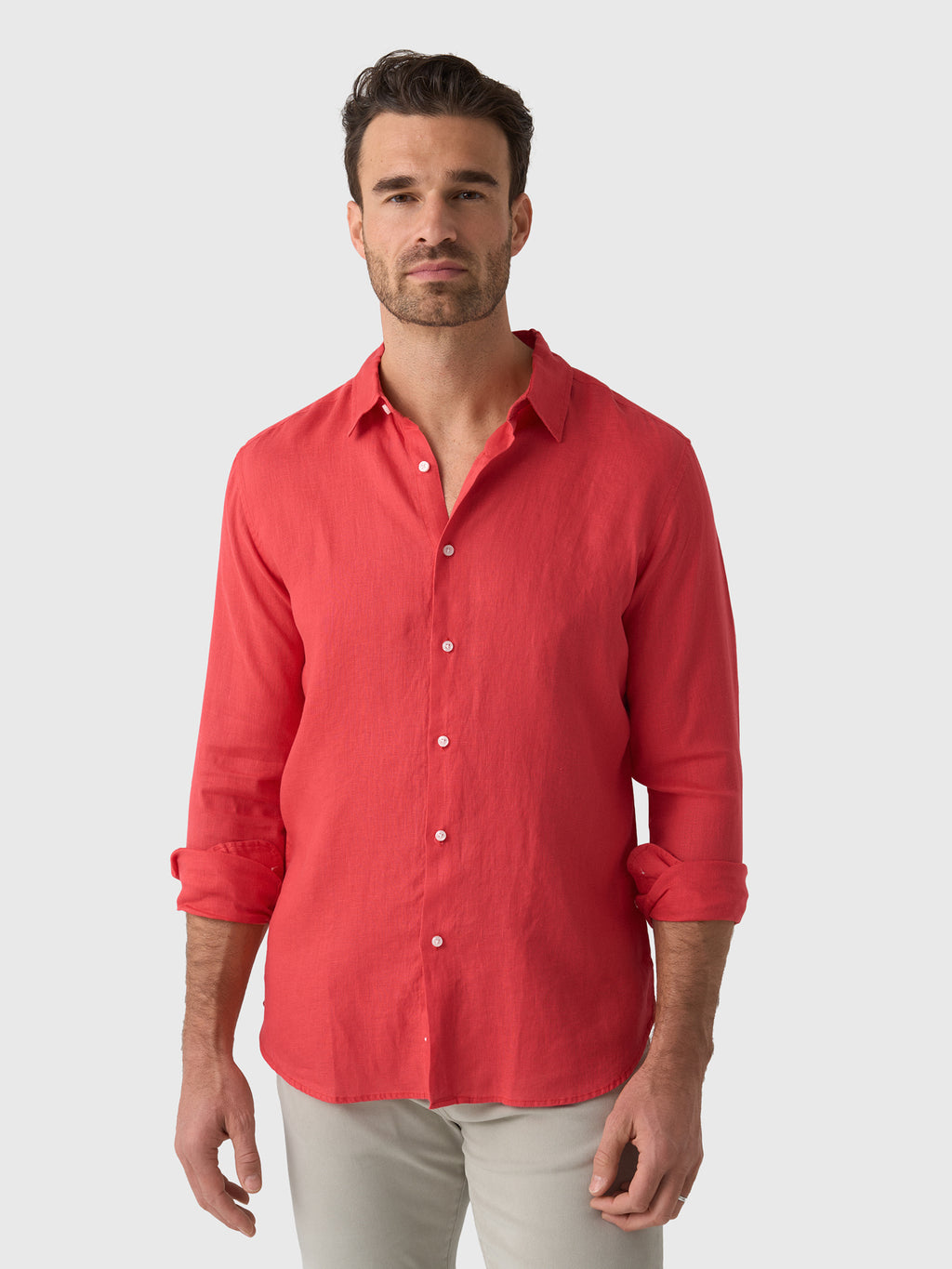 Nicoló Men's Long Sleeve Linen Shirt - Saint Bernard