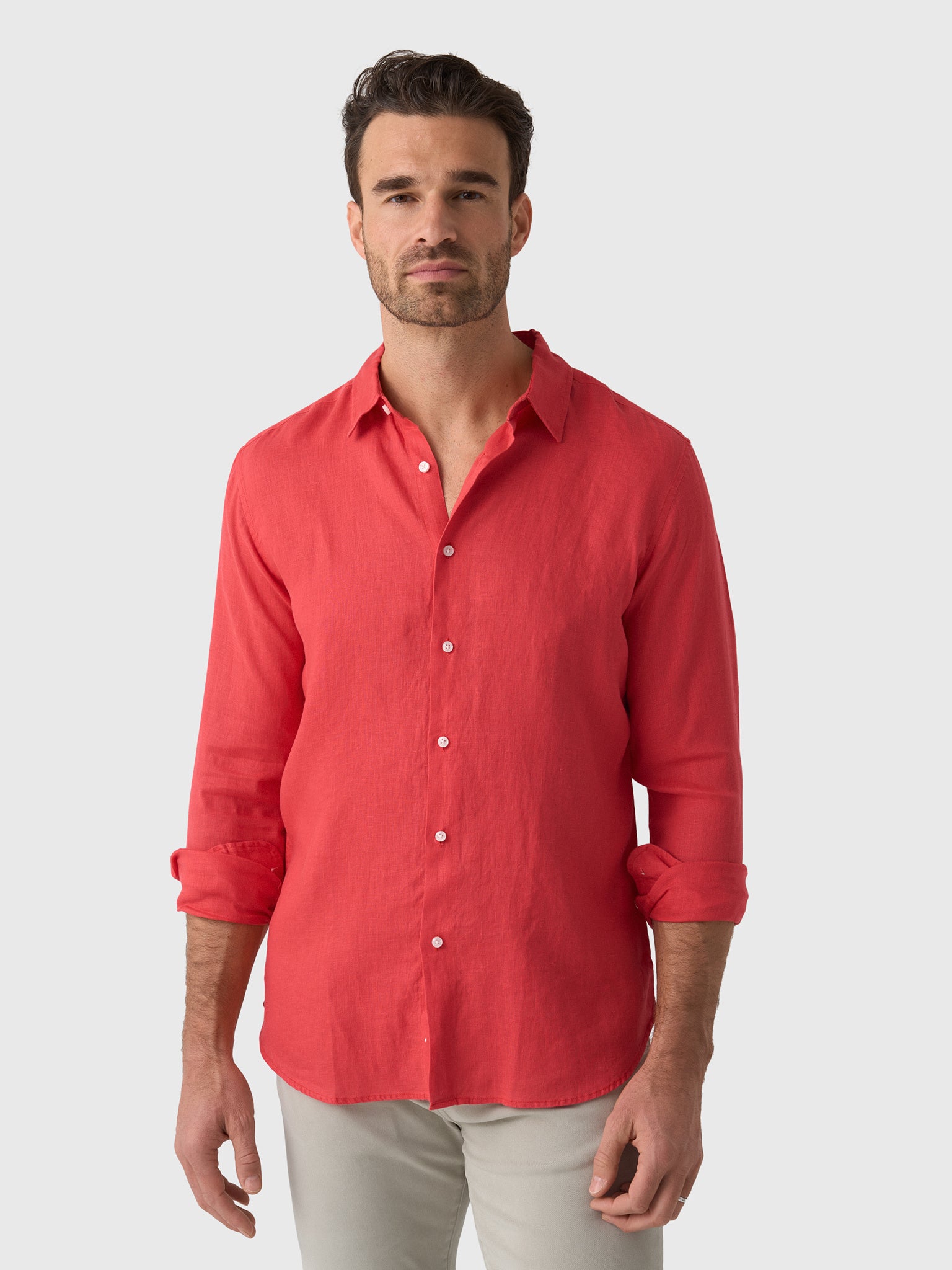 Nicoló Men's Long Sleeve Linen Shirt - Saint Bernard