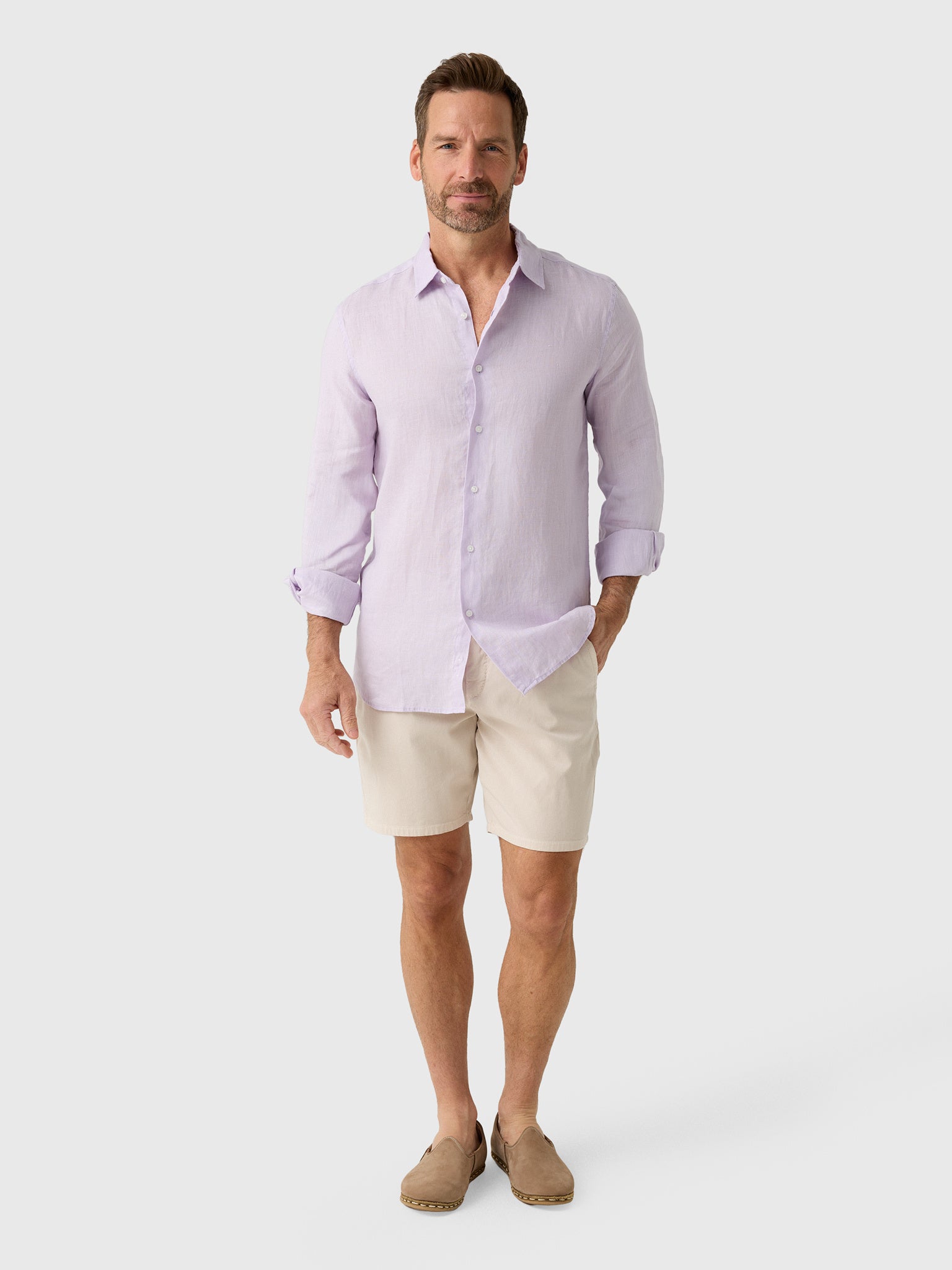 Nicoló Men's Long Sleeve Linen Shirt - Saint Bernard