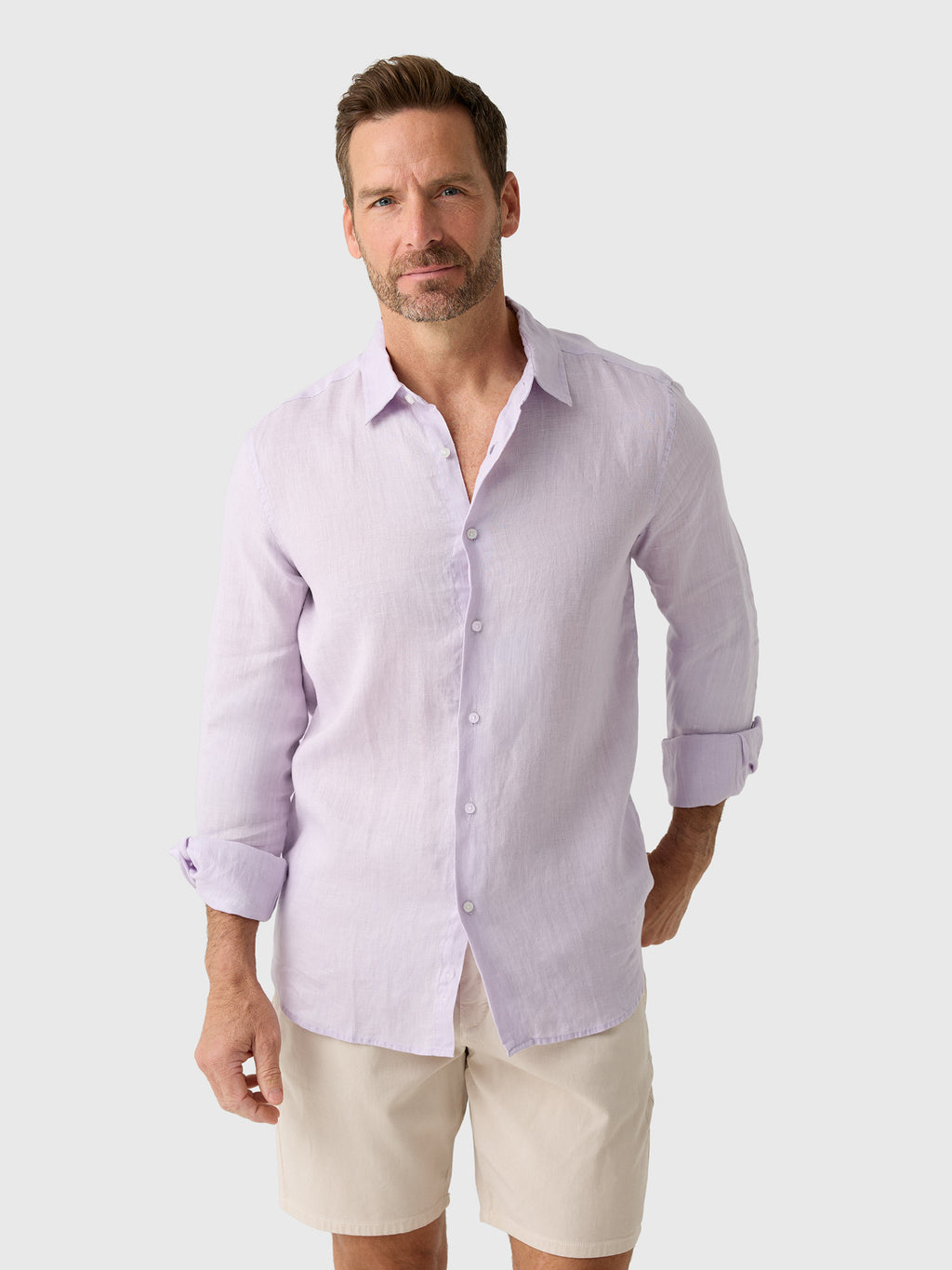Nicoló Men's Long Sleeve Linen Shirt - Saint Bernard