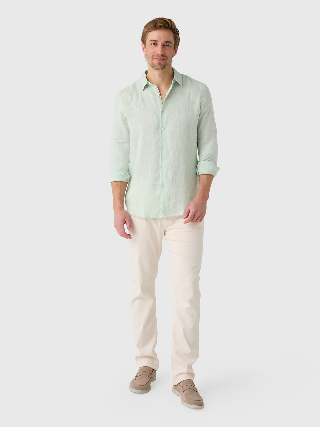 Nicoló Men's Long Sleeve Linen Shirt - Saint Bernard