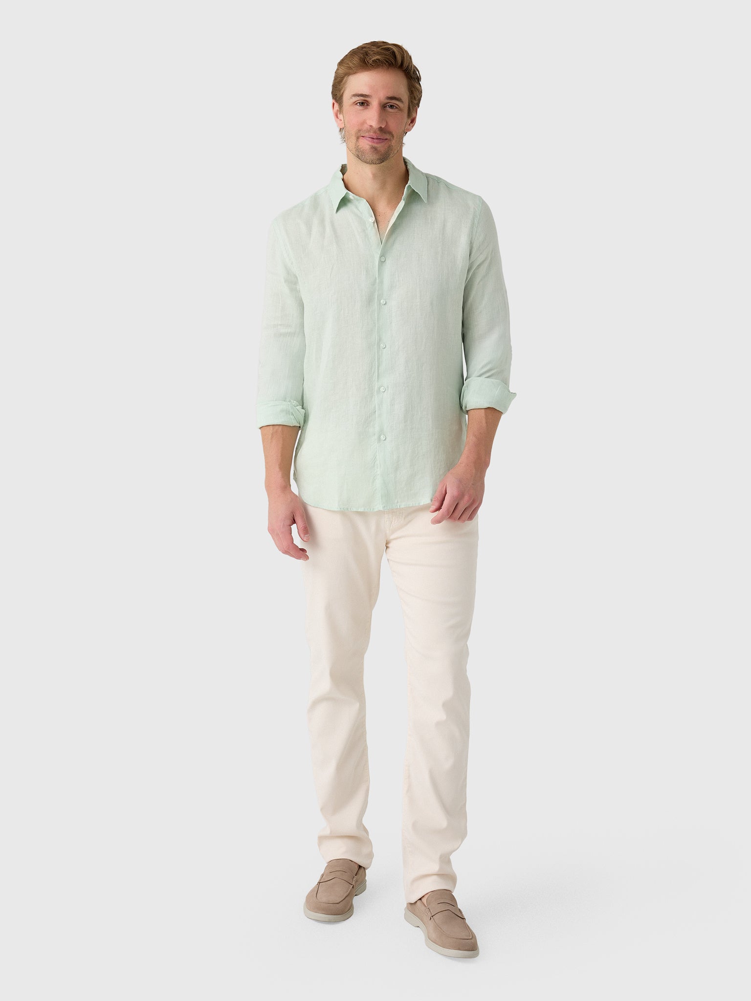 Nicoló Men's Long Sleeve Linen Shirt - Saint Bernard