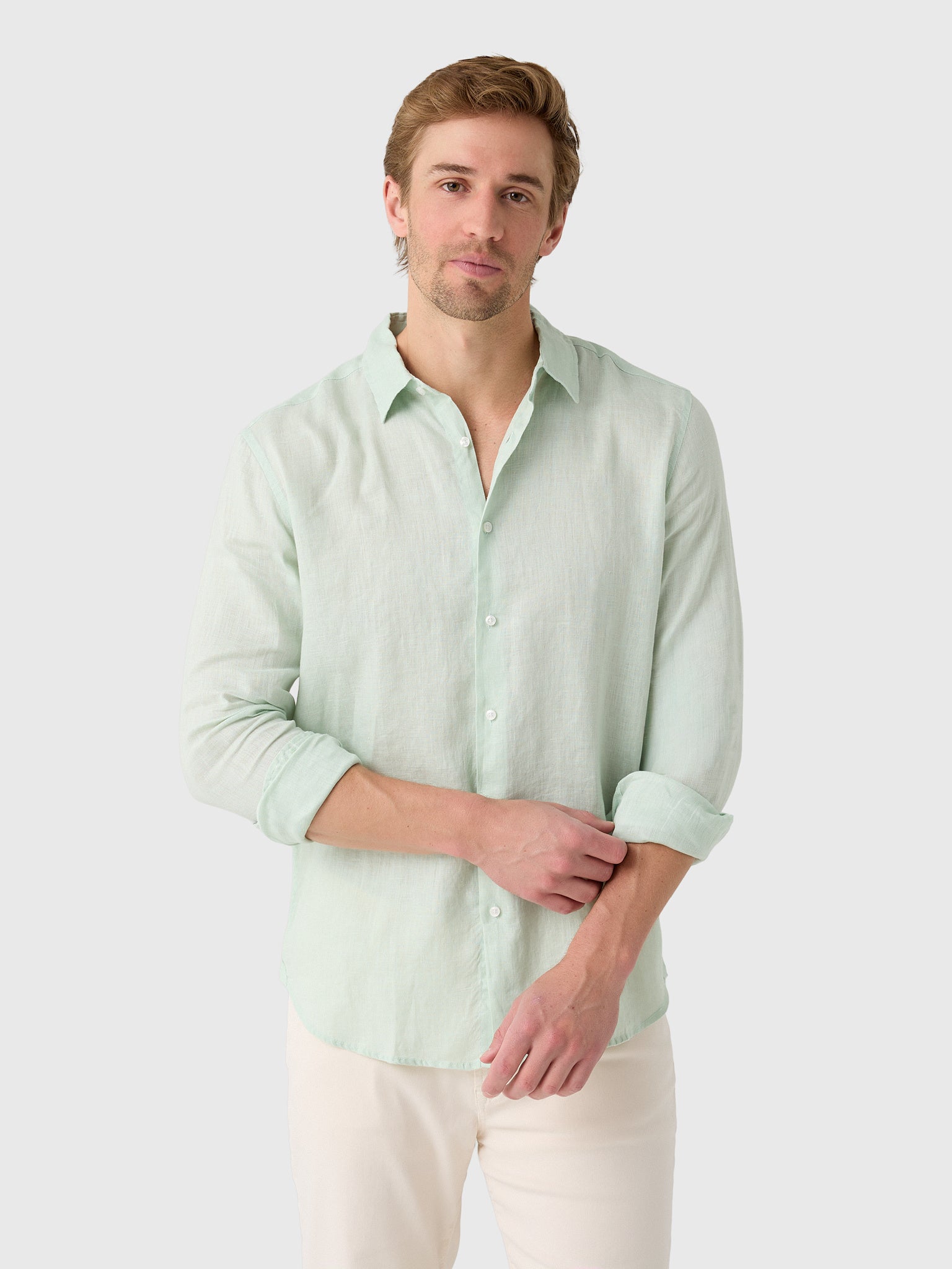 Nicoló Men's Long Sleeve Linen Shirt - Saint Bernard