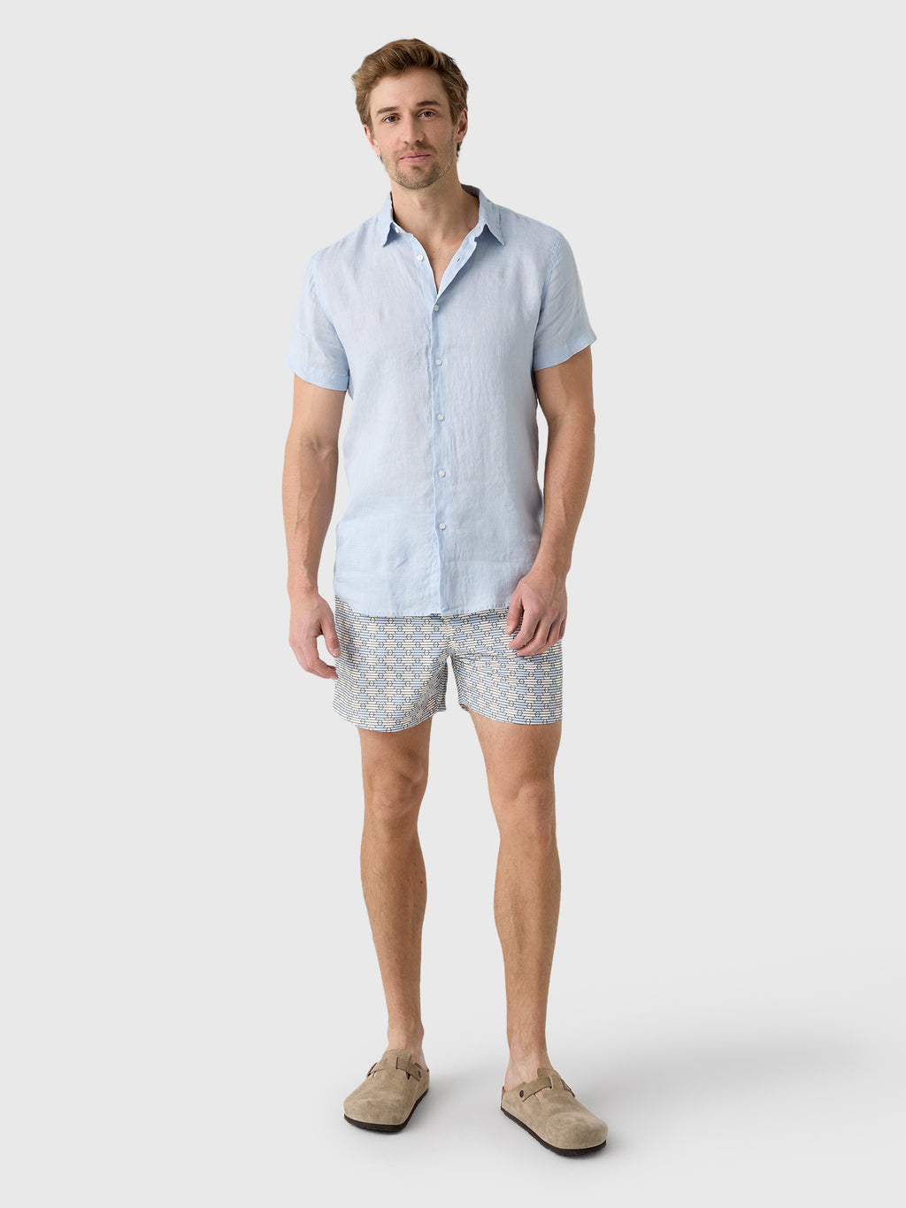 Nicoló Men's Short Sleeve Linen Shirt - Saint Bernard
