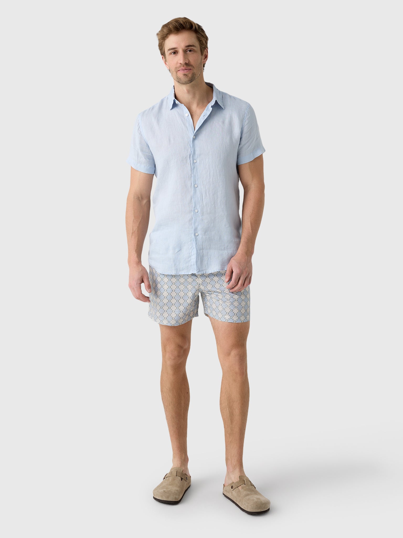 Nicoló Men's Short Sleeve Linen Shirt - Saint Bernard