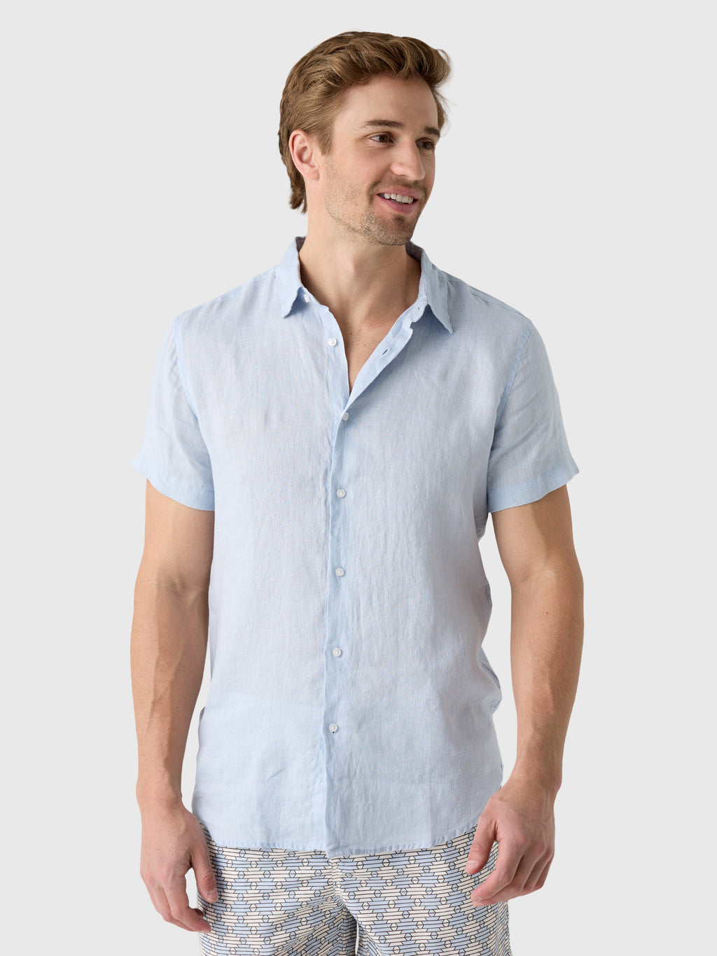 Nicoló Men's Short Sleeve Linen Shirt - Saint Bernard