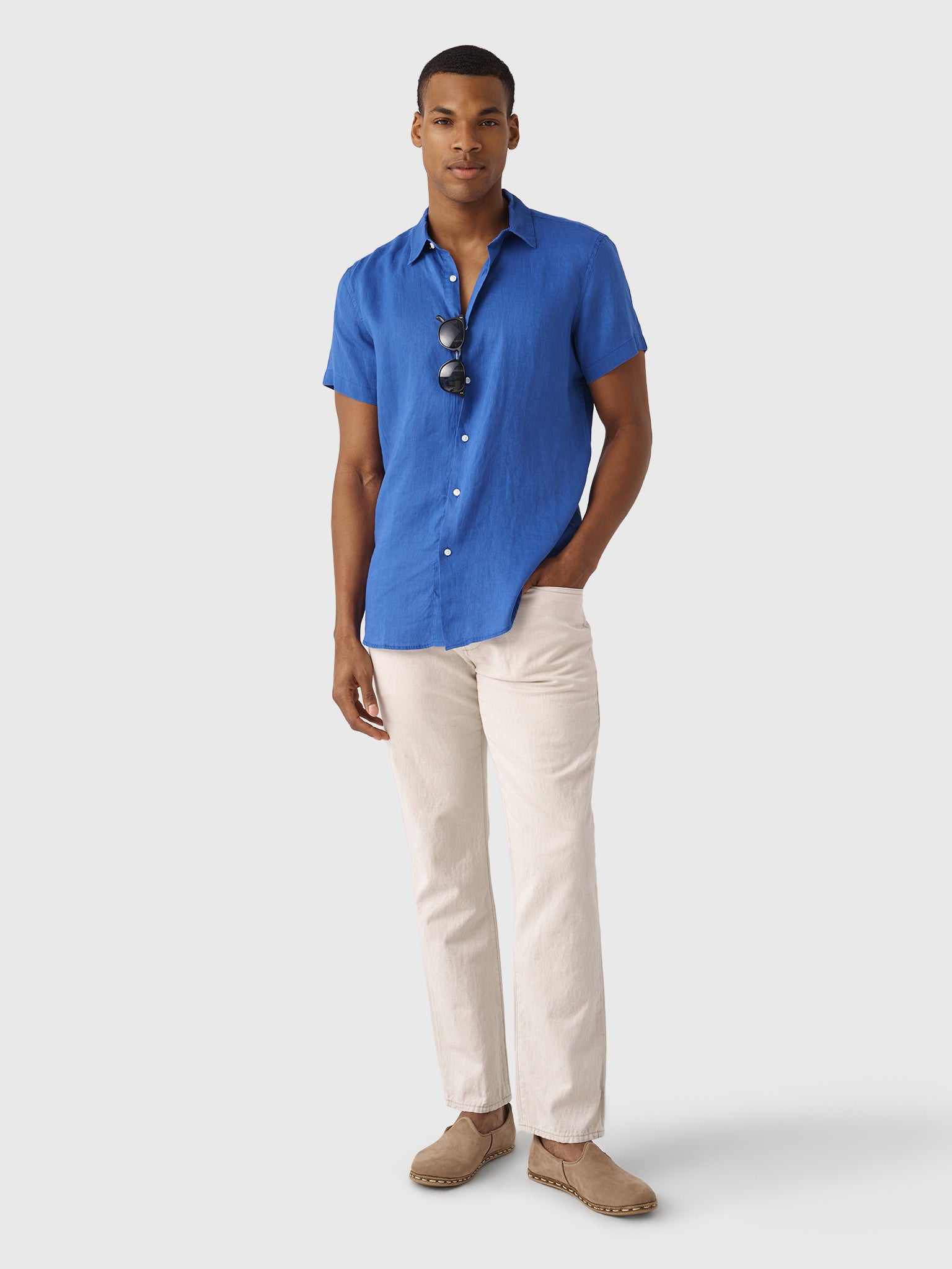 Nicoló Men's Short Sleeve Linen Shirt - Saint Bernard