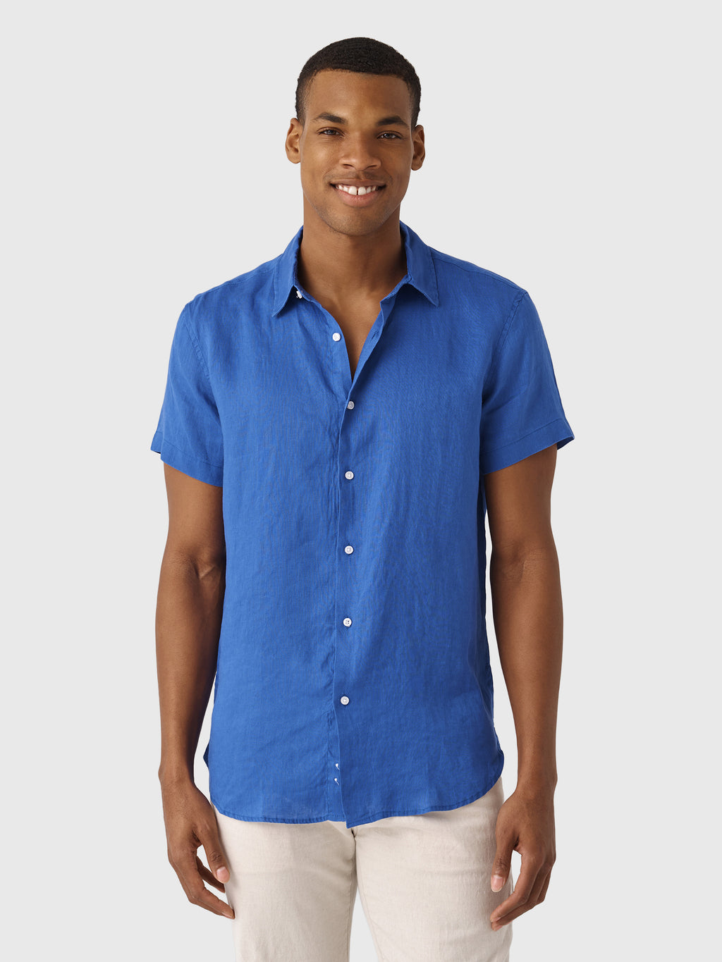 Nicoló Men's Short Sleeve Linen Shirt - Saint Bernard