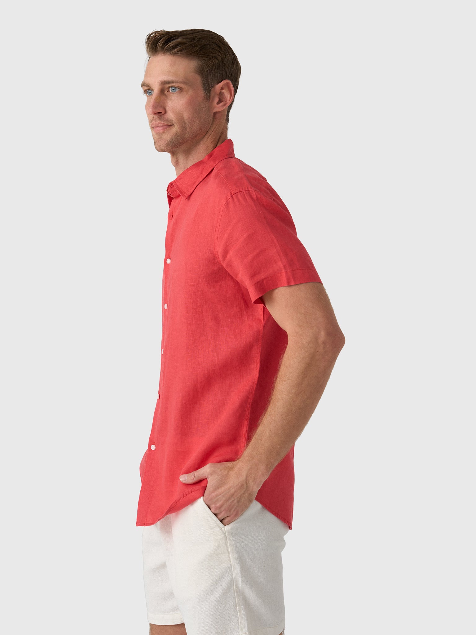 Nicoló Men's Short Sleeve Linen Shirt - Saint Bernard