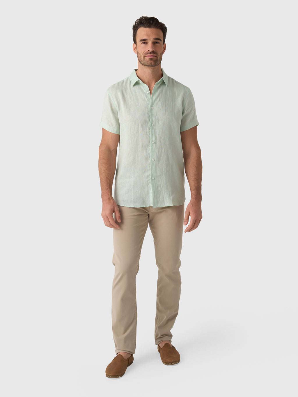 Nicoló Men's Short Sleeve Linen Shirt - Saint Bernard