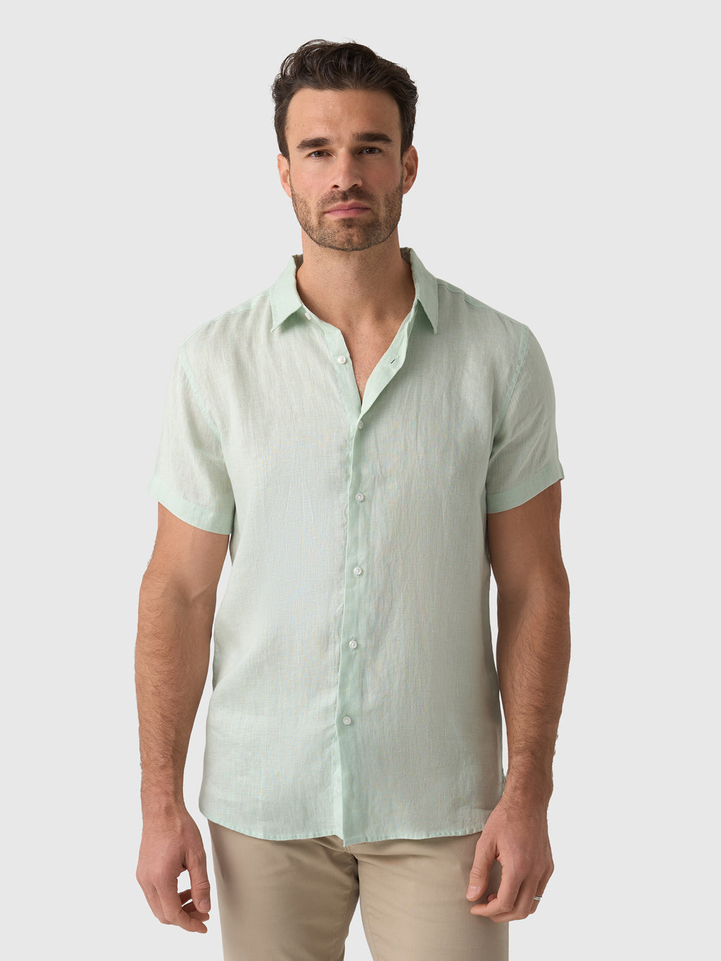Nicoló Men's Short Sleeve Linen Shirt - Saint Bernard