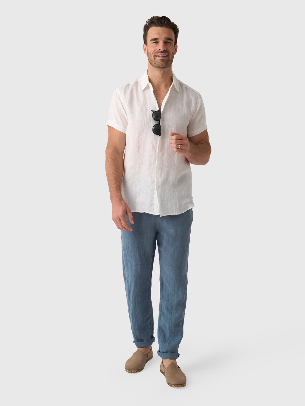 Nicoló Men's Short Sleeve Linen Shirt - Saint Bernard