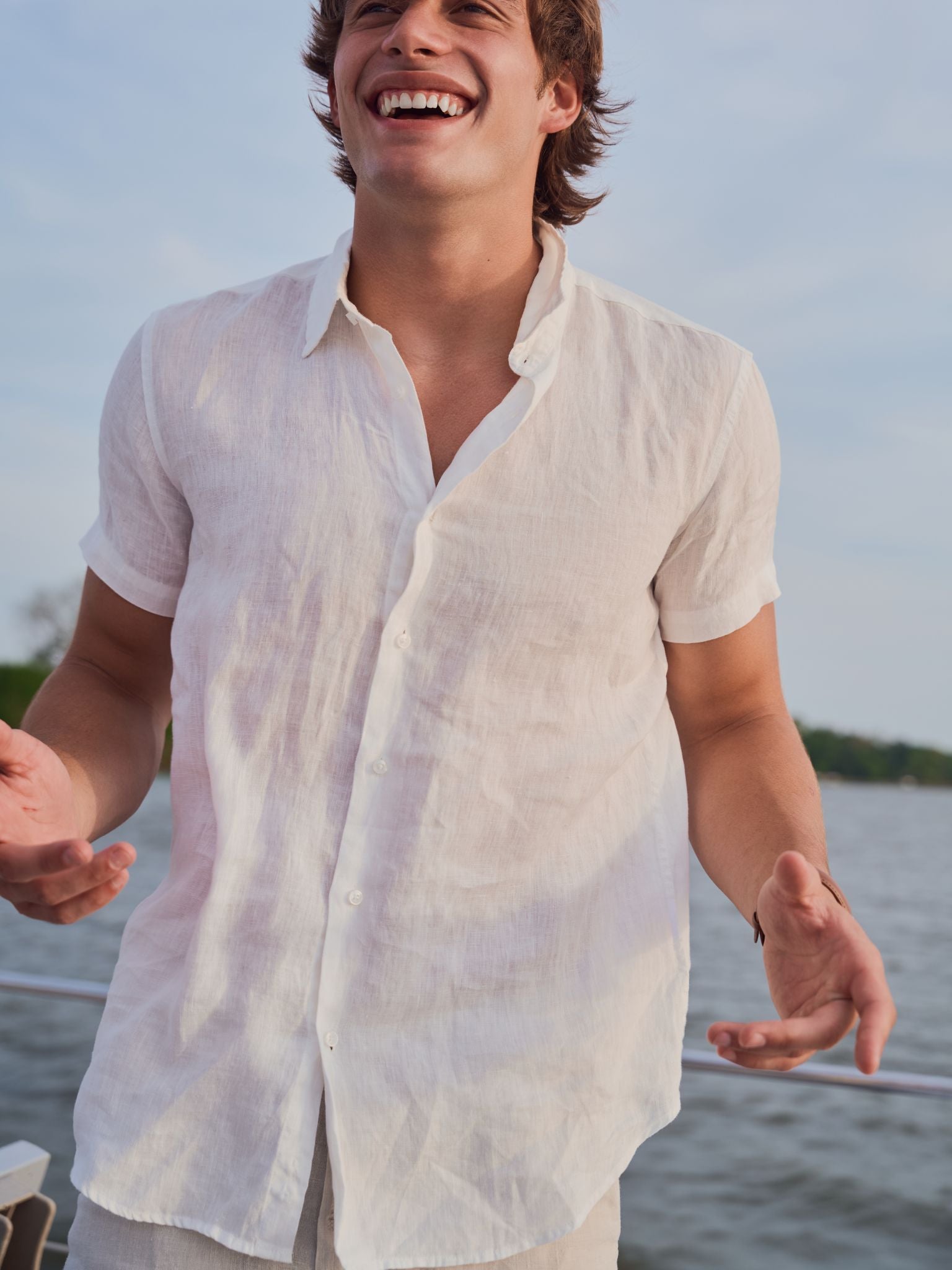 Nicoló Men's Short Sleeve Linen Shirt - Saint Bernard