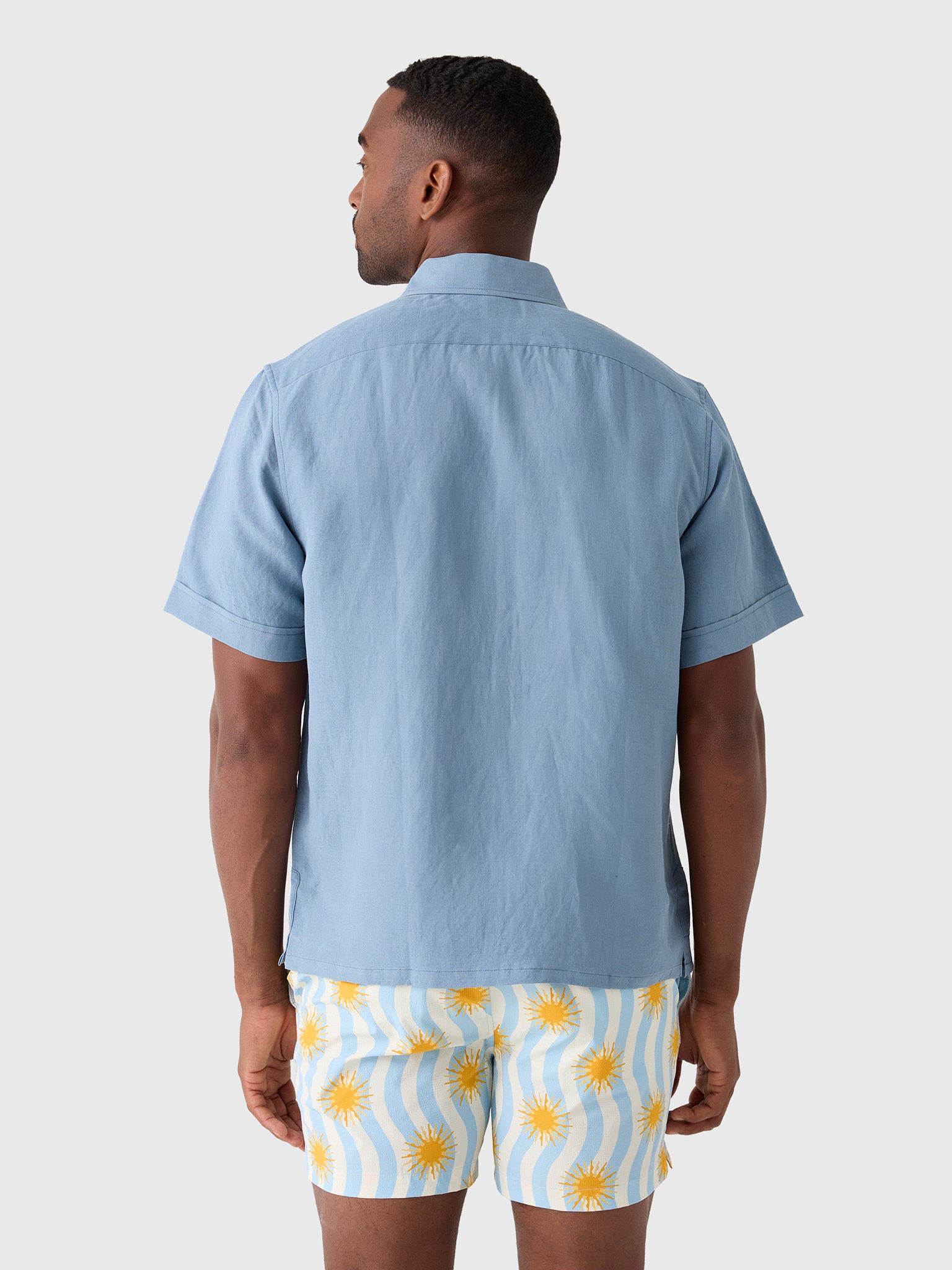 Nicoló Men's Silk Linen Short Sleeve Camp Shirt - Saint Bernard