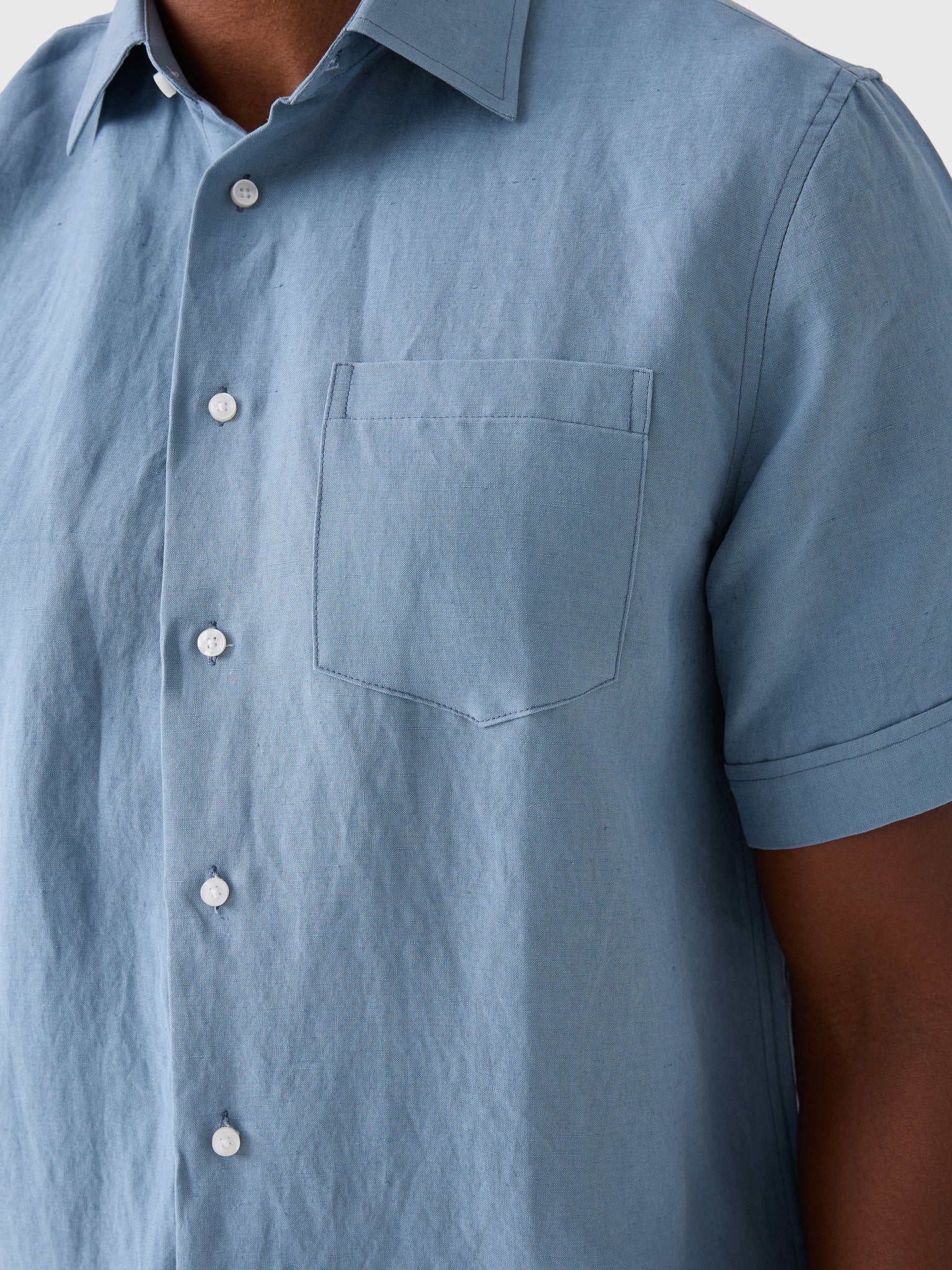 Nicoló Men's Silk Linen Short Sleeve Camp Shirt - Saint Bernard