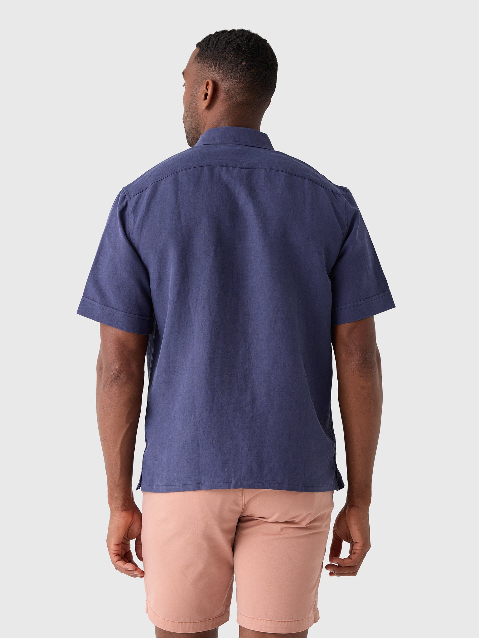 Nicoló Men's Silk Linen Short Sleeve Camp Shirt - Saint Bernard