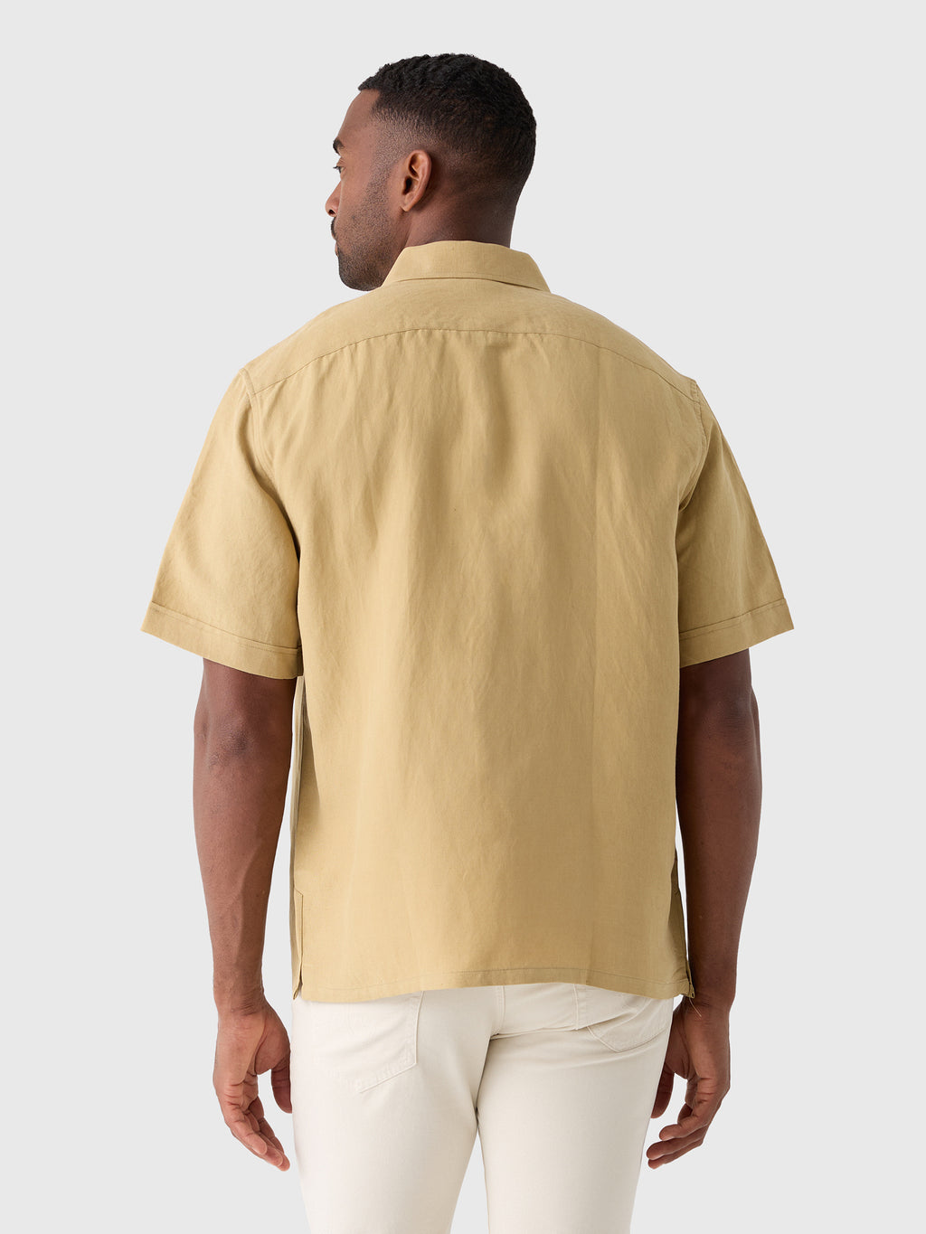 Nicoló Men's Silk Linen Short Sleeve Camp Shirt - Saint Bernard