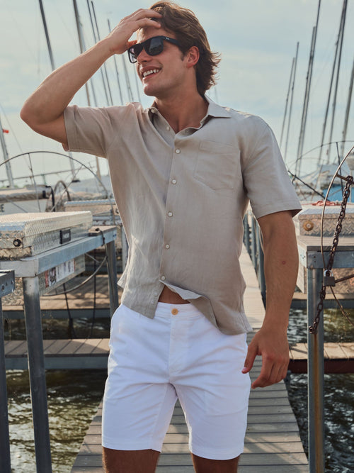 Nicoló Men's Silk Linen Short Sleeve Camp Shirt