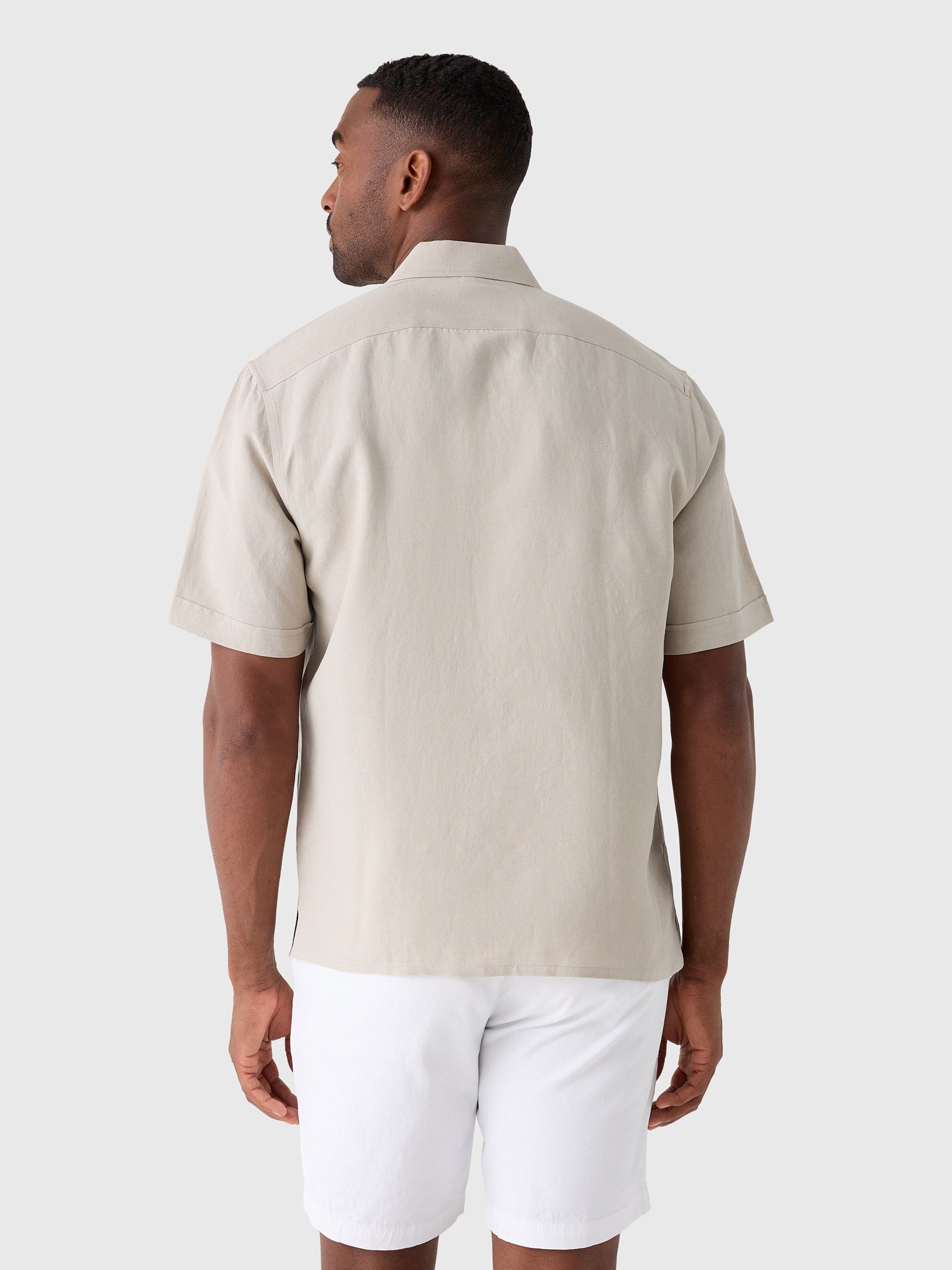 Nicoló Men's Silk Linen Short Sleeve Camp Shirt - Saint Bernard